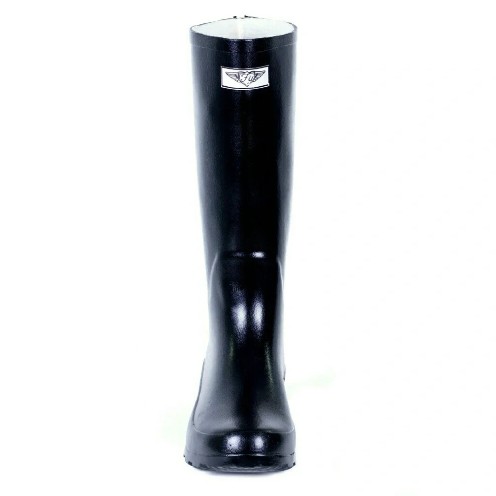 Women Tall Zipper Rainboots, RB-1412, Black, Size 11